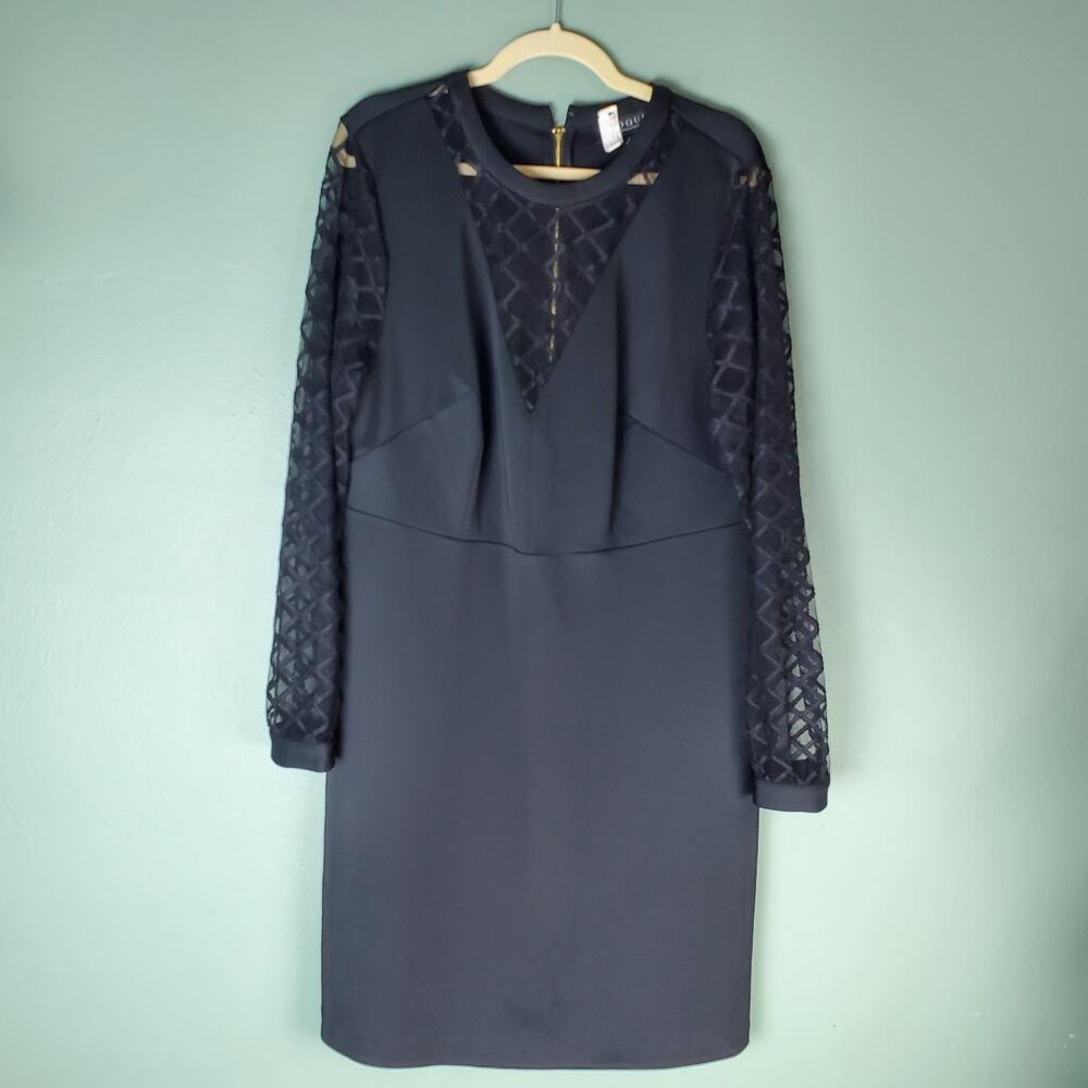 Eloquii Women's Black Mesh Long Sleeve Dress Size 16